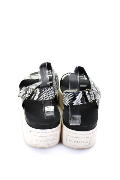 Vince Womens Snakeskin Printed Platform Ankle Strap Sandals Gray Black Size 8.5M