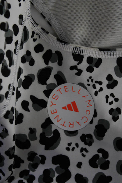 Adidas by Stella McCartney Womens Leopard Logo Sports Bra White Black Size Small