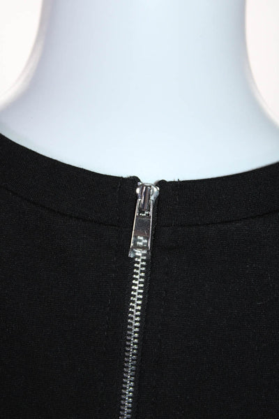 Drew Womens Black Striped Long Sleeve Zip Back Crew Neck Blouse Top Size S