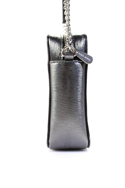 Michael Kors Womens Zip Around Crossbody Shoulder Handbag Silver
