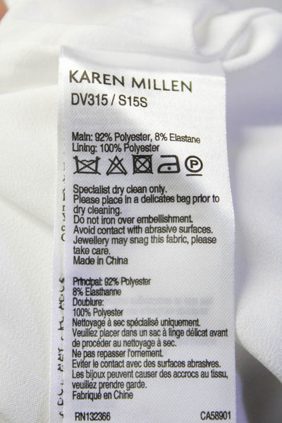Karen Millen Womens Back Zip V Neck Embroidered Sheath Dress White Size 8
