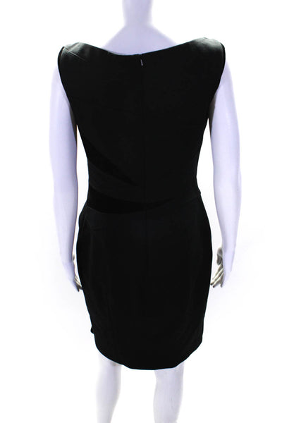 Karen Millen Womens Back Zip Scoop Neck Velvet Trim Sheath Dress Black Size 8