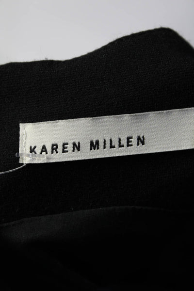 Karen Millen Womens Back Zip Scoop Neck Velvet Trim Sheath Dress Black Size 8