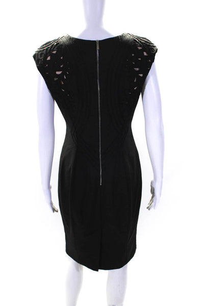 Karen Millen Womens Back Zip Scoop Neck Embroidered Dress Black Size 8