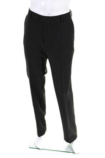 Peter Millar Mens Button Closure Flat Front Straight Leg Dress Pant Gray Size 34