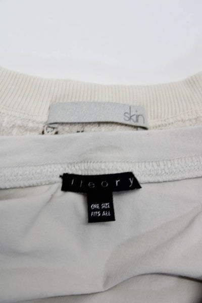 Theory Skin Womens Stretch Tee Shirt Lace Sweatshirt White One Size 0 Lot 2