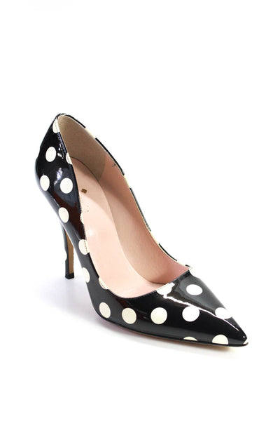 Kate Spade Womens Patent Leather Pointed Polka Dot Pumps Black White Size 7