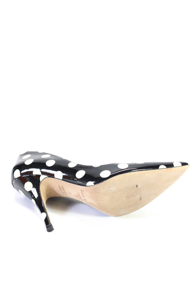 Kate Spade Womens Patent Leather Pointed Polka Dot Pumps Black White Size 7