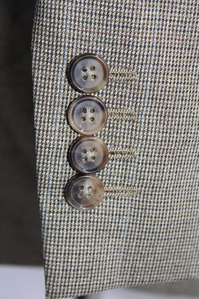 Ralph Ralph Lauren Mens Wool Plaid Two Button Blazer Brown Size 46