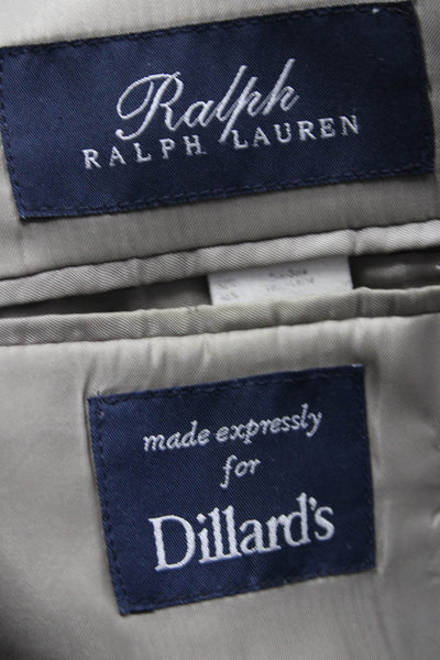 Ralph Ralph Lauren Mens Wool Plaid Two Button Blazer Brown Size 46