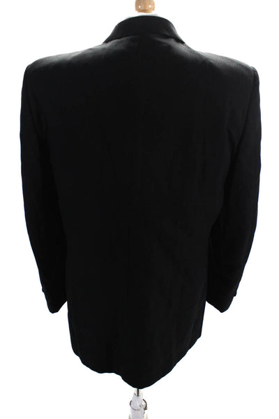 Pierre Cardin Paris Mens Striped One Button Satin Trim Blazer Black Size 42