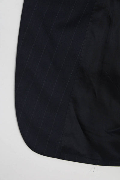 Vitale Barberis Womens Wool Pinstripe Two Button Blazer Jacket Navy Size 44