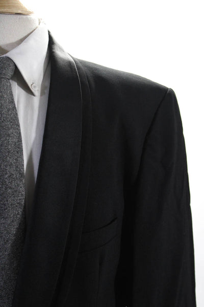 Oscar de la Renta Mens Satin Trim Double Shawl Collar Blazer Black Size 36