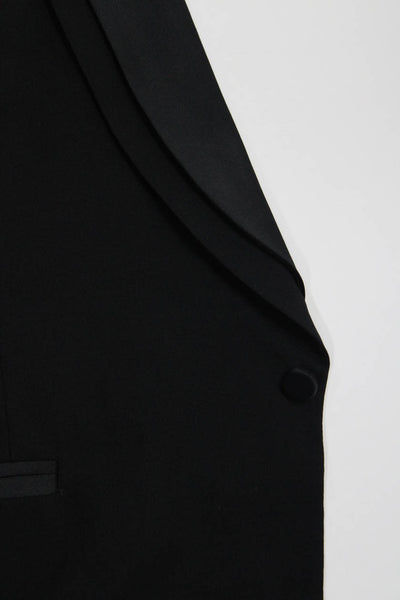 Oscar de la Renta Mens Satin Trim Double Shawl Collar Blazer Black Size 36