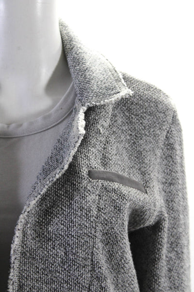 Skin Womens Cotton Open Front Raw Trim Collared Jacket Gray Size 1
