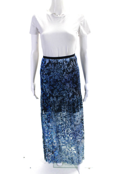Elie Tahari Women's Elastic Waist Sheer Lined Floral Maxi Skirt Size 6