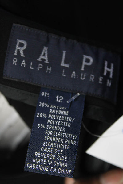 Ralph Ralph Lauren Womens Zip Closure Flat Front Straight Leg Pant Black Size 12
