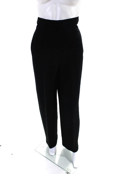 Giorgio Armani Women's Flat Front Straight Leg Wide Leg Dress Pant Black Size 44