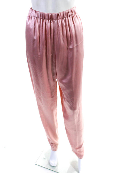 Cashmere Women's Silk Elastic Waist Pull-On Straight Leg Pant Pink Size M