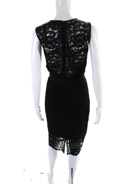 Vince Camuto Women's Round Neck Sleeveless A-Line Lace Midi Dress Black Size 10