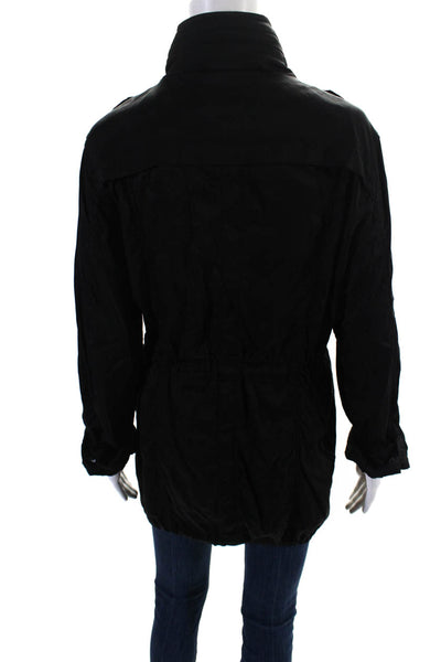 Marrakech Womens High Neck Long Sleeve Longline Utility Jacket Black Size L