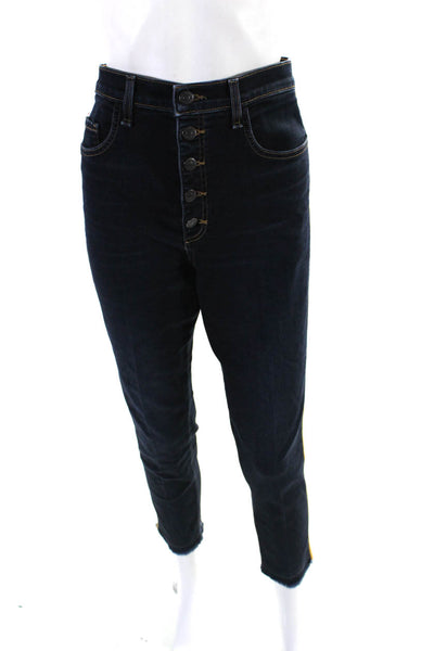 Veronica Beard Womens Cotton Blend 5 Pocket Button Fly Skinny Jeans Blue Size 32