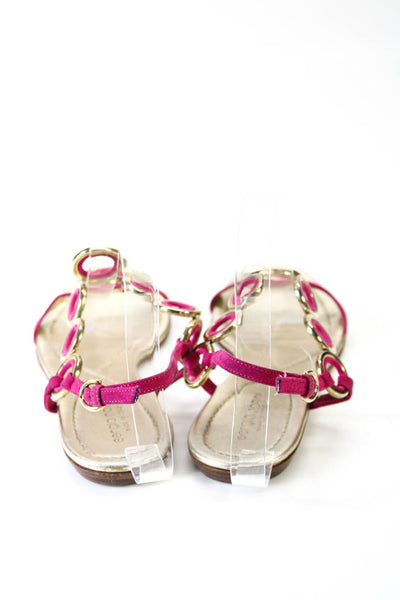 Sergio Rossi Womens Metallic Leather Slingback Sandals Flats Pink Size 38 8