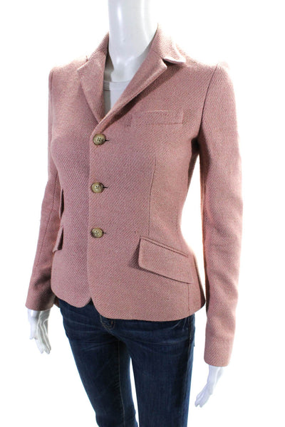 Ralph Lauren Blue Label Womens Button Down Jacket Rose Pink Wool Blend Size 2