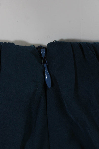 Tibi Women's Asymmetric One Shoulder Wrap Silk Mini Dress Teal Size 6