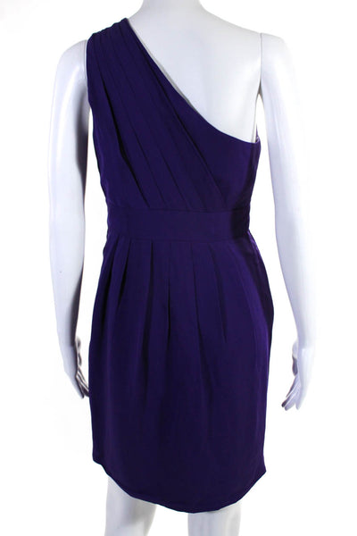 Shoshanna Womens Asymmetric One Shoulder Pleated Fitted Mini Dress Purple Size 6
