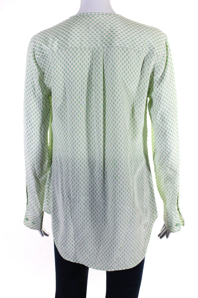 Equipment Femme Women's Long Sleeves Button Down Silk Blouse Green Size S