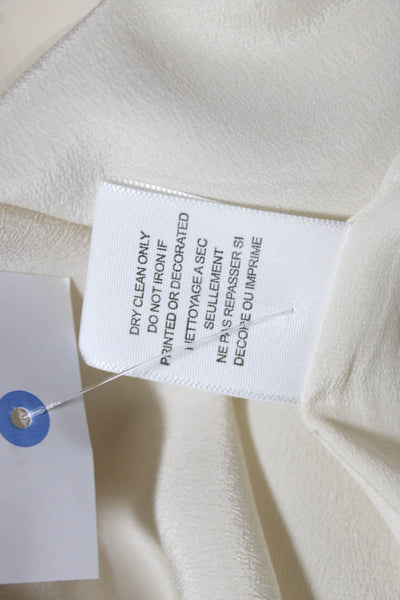 Equipment Femme Women's Long Sleeves Silk Half Button Blouse Beige Size S