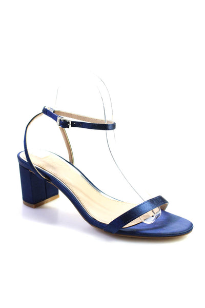 Badgley Mischka Womens Ankle Strap Low Block Heel Silk Blue Size 7