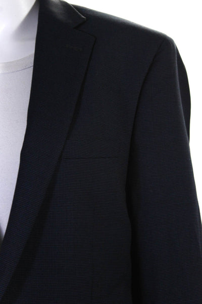Calvin Klein Mens Two Button Double Front Pocket Satin Lined Blazer Blue 40