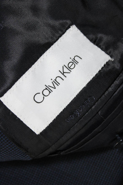 Calvin Klein Mens Two Button Double Front Pocket Satin Lined Blazer Blue 40