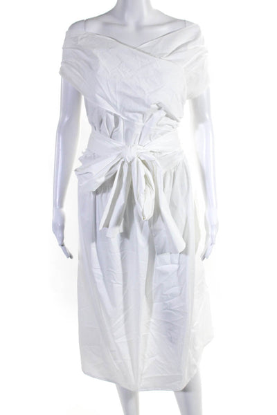 Altuzarra Womens Sleeveless Belted A Line Sun Dress White Cotton Size EUR 42