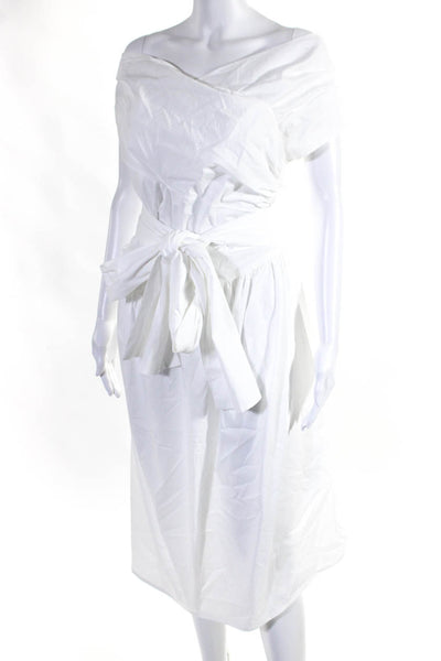 Altuzarra Womens Sleeveless Belted A Line Sun Dress White Cotton Size EUR 42