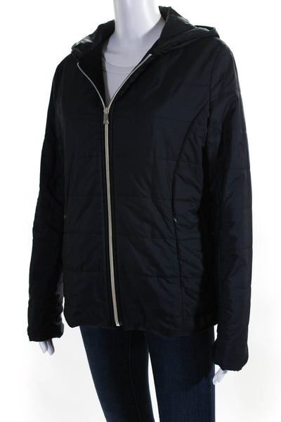 Peter Elliot Womens Insulated Full Zipper Hooded Jacket Navy Blue Size EUR 46