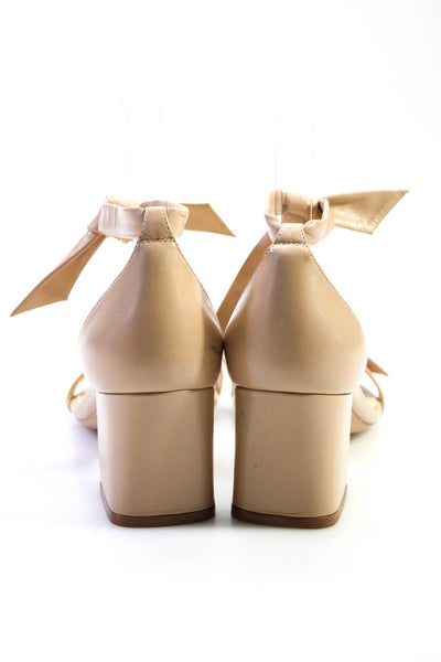 Alexandre Birman Womens Leather Ankle Strap Sandal Heels Beige Size 38.5 8.5