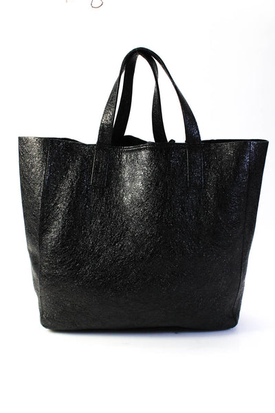 Anya Hindmarch Womens Large Crinkle Leather Top Handle Tote Handbag Black