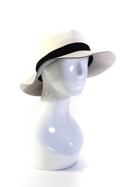 Rag & Bone Womens White Beige Wool Color Block Embellished Fedora Hat Size L