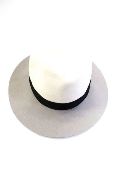 Rag & Bone Womens White Beige Wool Color Block Embellished Fedora Hat Size L