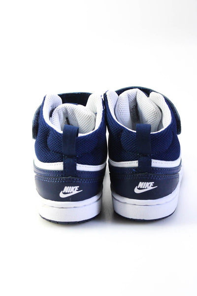 Nike Childrens Boys Court Borough Mid 2 Sneakers White Navy Blue Size 10.5 Wide