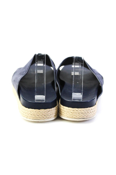 Vince Womens Suede Cros Strap Open Toe Slide On Sandals Navy Size 37.5 7.5