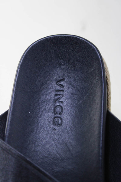 Vince Womens Suede Cros Strap Open Toe Slide On Sandals Navy Size 37.5 7.5