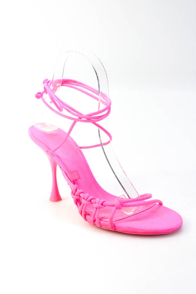 MNG Womens Strappy Slingbacks Sandal Heels Neon Pink Size 37 7