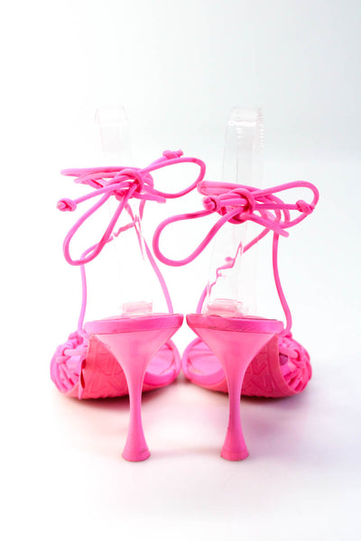 MNG Womens Strappy Slingbacks Sandal Heels Neon Pink Size 37 7