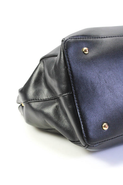 RLL RALPH LAUREN Womens Leather Zipped Snap Buttoned Shoulder Handbag Black