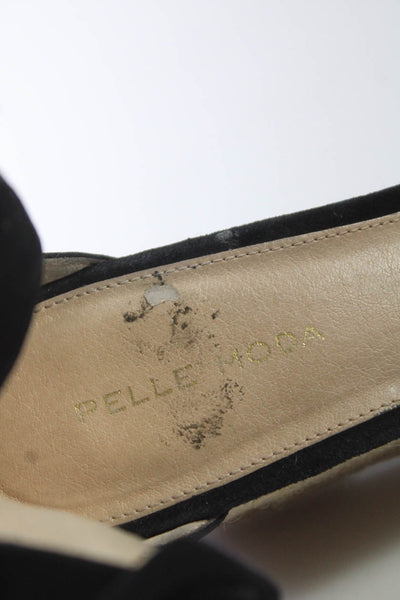 Pelle Moda Womens Ankle Strap Wedge Platform Heel Suede Black Size 7.5