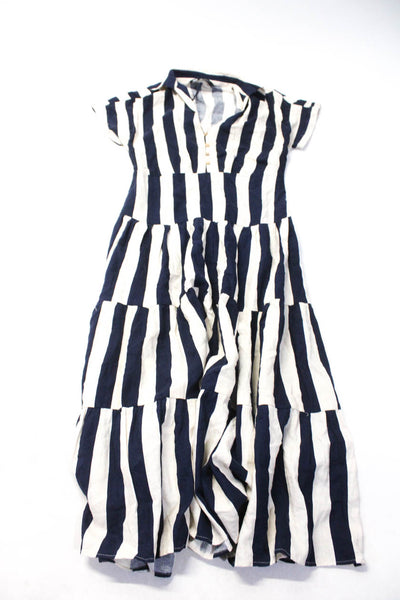 Zara Women's Collared Short Sleeves Tiered Maxi Dress Stripe Size XS Lot 2